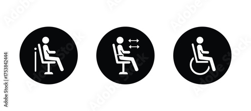 Seating and Accessible Seating Solid Icons Vector Illustration