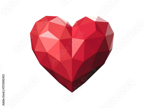 Wallpaper Mural Low poly 3D rendering of a vibrant red heart shape with sharp geometric facets isolated on a transparent background Torontodigital.ca