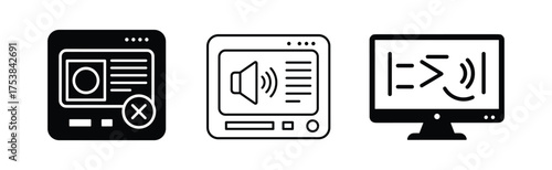 Set of Digital Content and Accessibility Icons Vector Illustration
