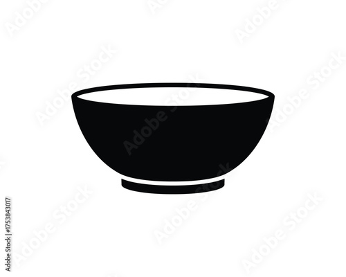 Simple Bowl Black Silhouette Vector Illustration