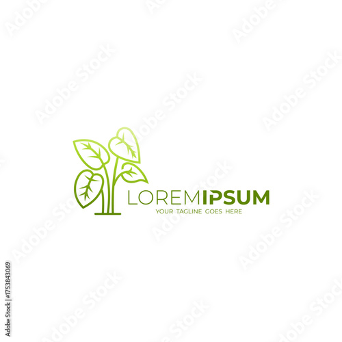 plant logo with lush leaves, greening logo, nature design template