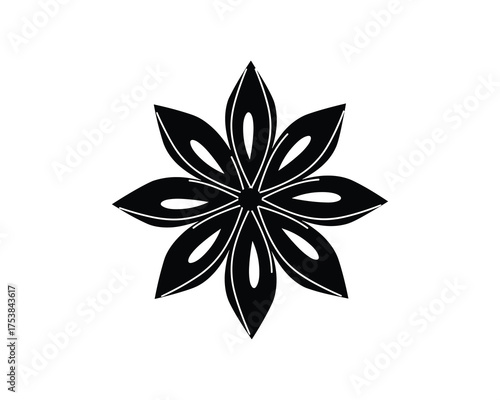 Star Anise Spice Black Silhouette Vector Illustration