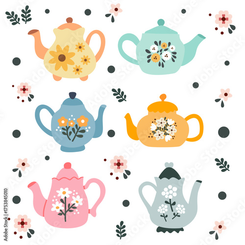 vector illustration with beautiful teapot classic