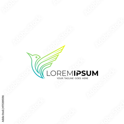 Bird logo with line design business, line style logos