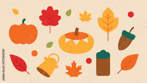 Vector art of autumnal charm a delightful vector illustration featuring pumpkins, leaves, and seasonal elements, perfect for fallthemed designs
