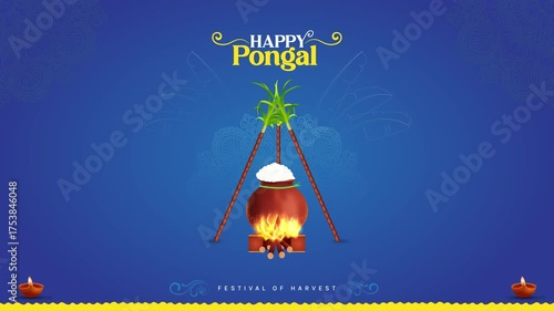 Illustration of Happy Pongal Holiday Harvest Festival of Tamil Nadu South India greeting background