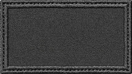 Stunning photo of blank black fabric patch with embroidered border, isolated on white background.
