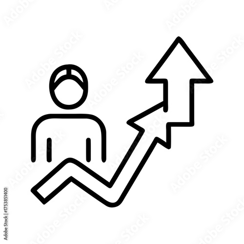 Personal growth with upward arrow and business person