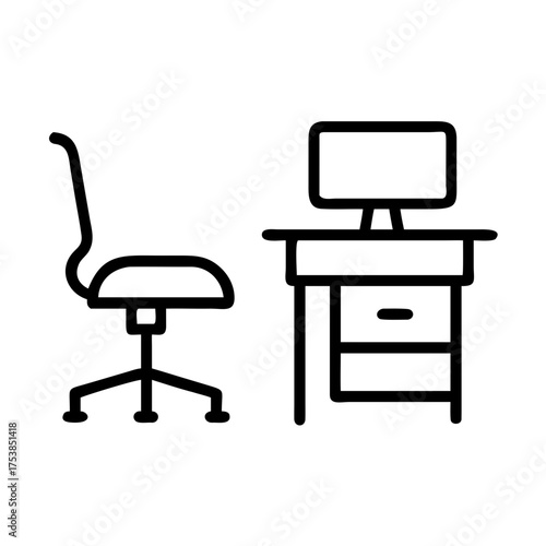 Office desk and chair, a workspace setup