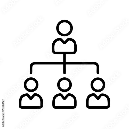 Organizational chart showing a manager overseeing three subordinates