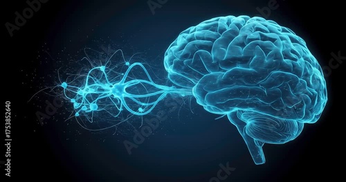 Futuristic digital brain with glowing neural connections