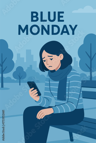 Blue Monday Sad Girl Illustration