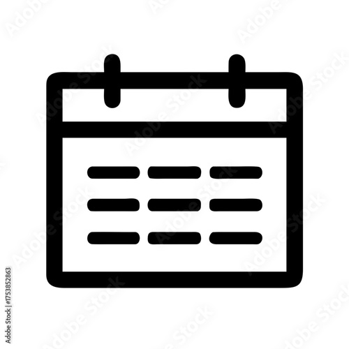 Black calendar icon representing schedule and events