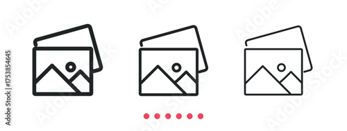 Camera and photo icon. Thin line icon vector