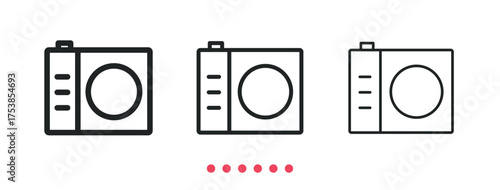 Camera and photo icon. Thin line icon vector