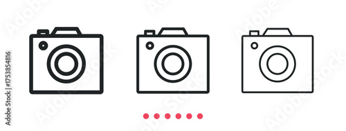 Camera and photo icon. Thin line icon vector