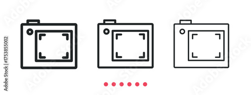 Camera and photo icon. Thin line icon vector