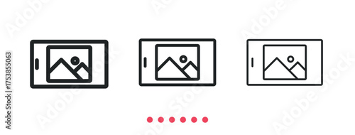 Camera and photo icon. Thin line icon vector