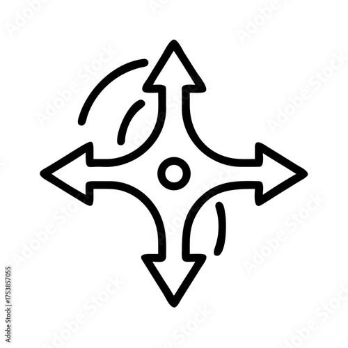 Directional arrows pointing outwards from a central point