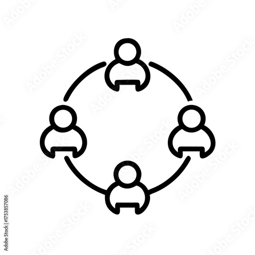 Four people connected in a circle, representing teamwork