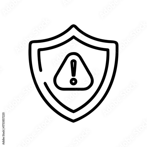Shield with exclamation mark for security