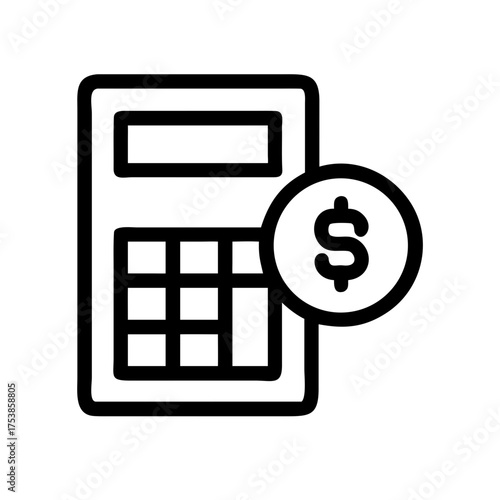 Calculator with a dollar coin for finance concept
