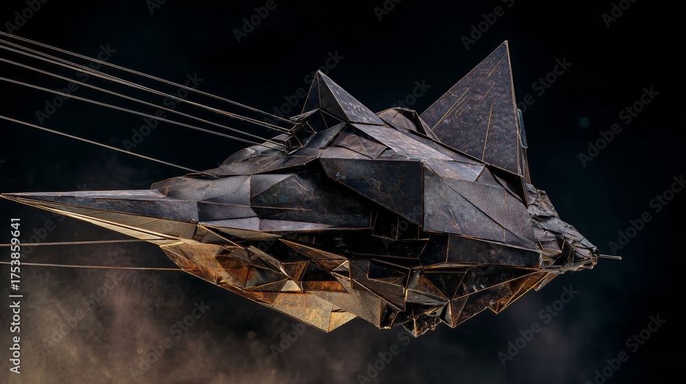 Naklejka premium Cinematic Model of a Sci-Fi Interceptor or Stealth Ship