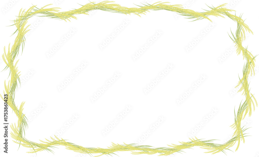 Obraz premium 稲穂がでこぼこした束になって重る長方形のフレーム