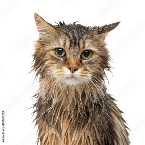 Sad and wet cat in a rainy day png wet cat png sad cat png rainy day cat png soaked cat png unhappy cat png transparent background image