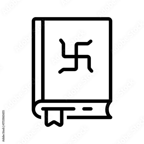 Vector black line icon for Holy book