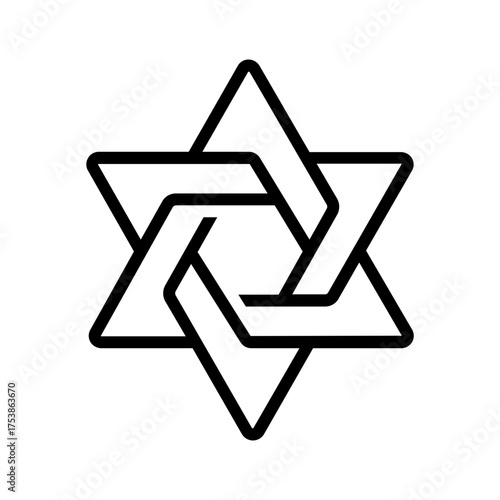 Vector black line icon for David star