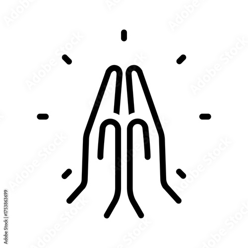 Vector black line icon for Praying hands