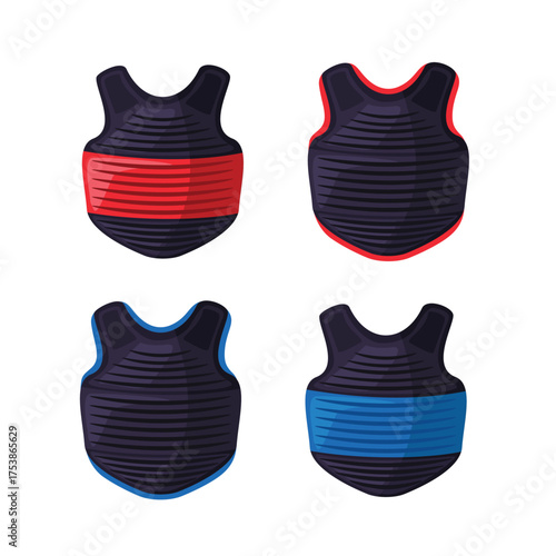 Body protector pencak silat vector icon illustration, silat chest guard protector vector image, pencak silat training outfit protective equipment, martial arts protective gear for self defense practic
