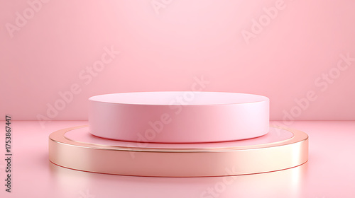 Display Platform on Soft Pink Background Ideal for Showcasing Products or Art Pieces in a Bright and Minimalist Setting