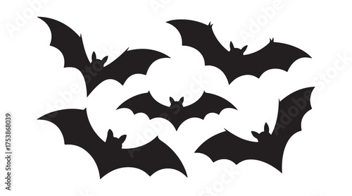 Halloween bats set vector illustration, set of halloween icons