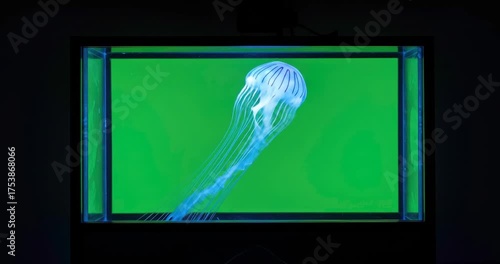 Ethereal Jellyfish Gliding in a Neon Aquarium Scene