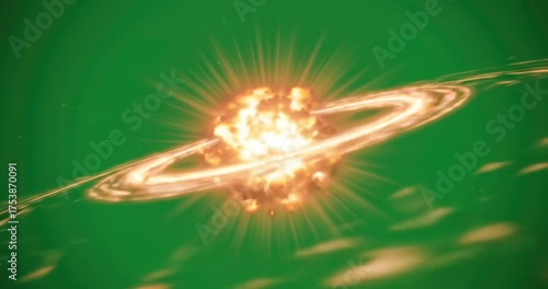 Explosive cosmic event with bright rings in space