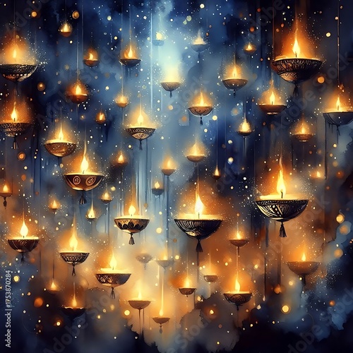 burning diyas on air-happy diwali