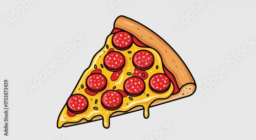 Delicious pepperoni pizza slice with melted cheese dripping.