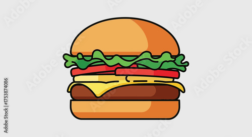 Delicious Burger Illustration with Fresh Ingredients.