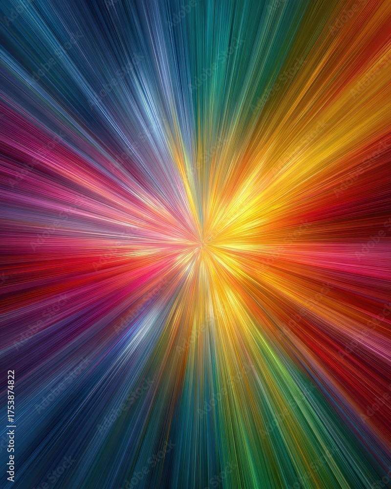 Obraz premium Vibrant Flowing Colors Radiating from Central Point in Abstract Design