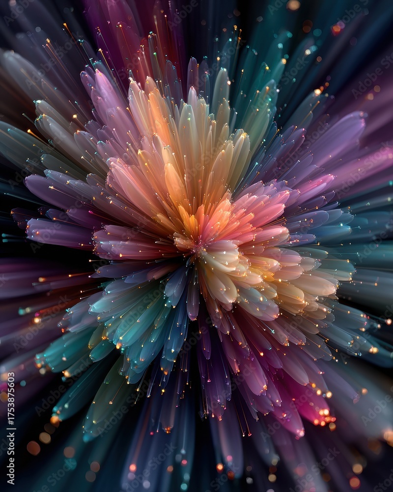 Obraz premium Vibrant Abstract Floral Burst with Colorful Petals and Light