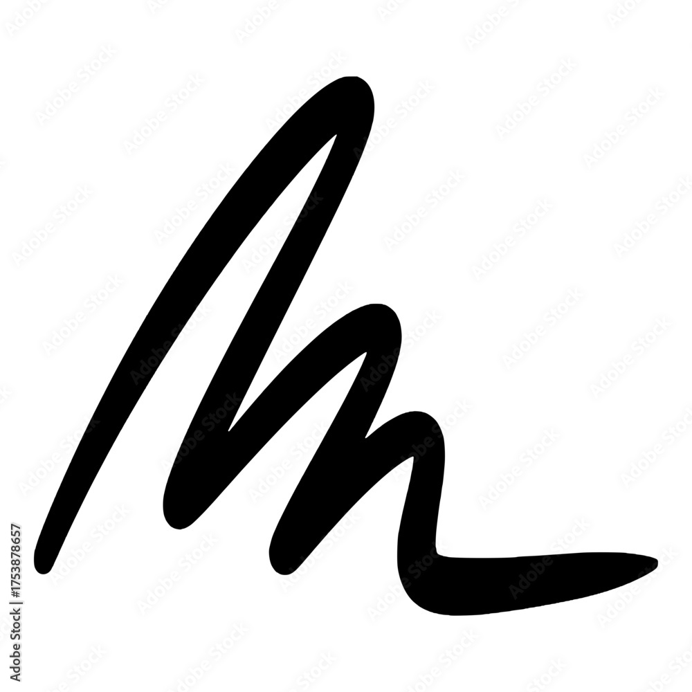 Obraz premium Abstract black scribble line brush stroke on white background