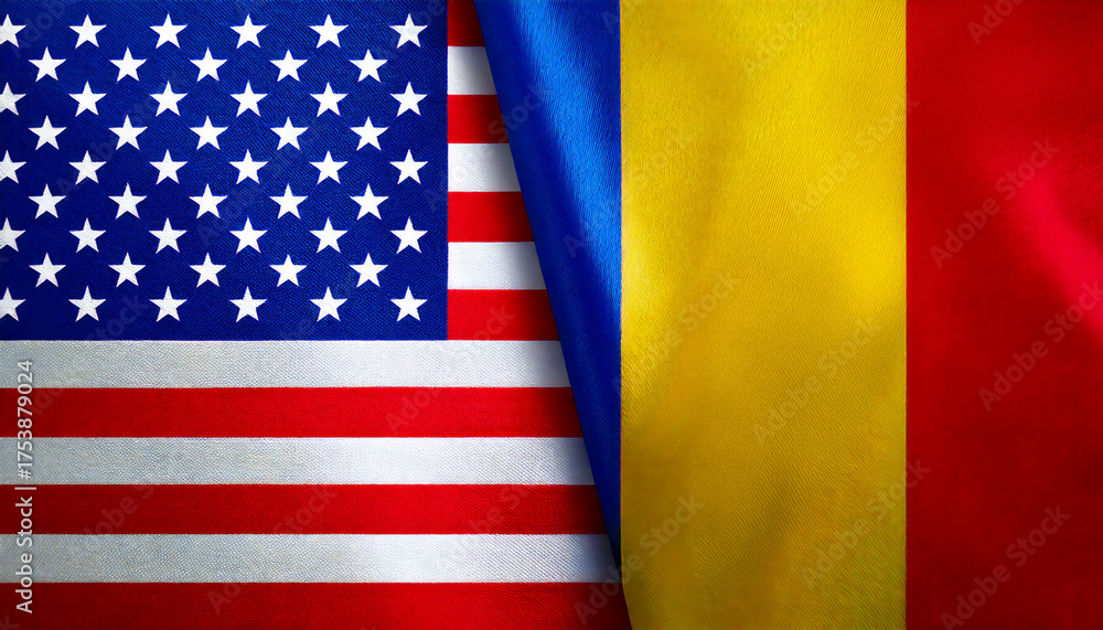 Fototapeta premium アメリカの国旗とチャドの国旗(USA Flag & Chad flag.)