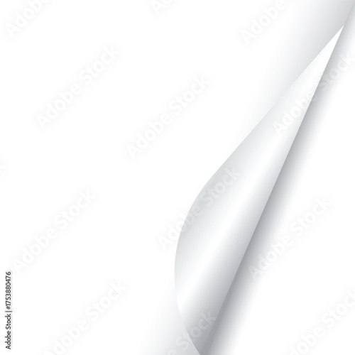 A white sheet of paper with the corner curled up and a soft gradient effect applied