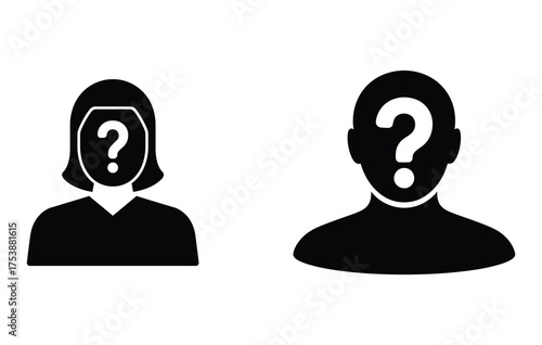 Silhouette of a man and a woman with question marks for faces representing anonymity