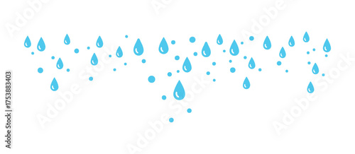 abstract falling droplet set and cyan drop icons displayed on a white background