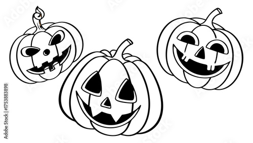 Minimal Pumpkin Faces Vector Icons for Halloween Crafts