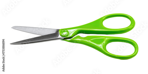 Bright green plastic craft scissors for school and office supplies
