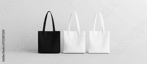Elegant black and white tote bags, perfect for branding and promotion